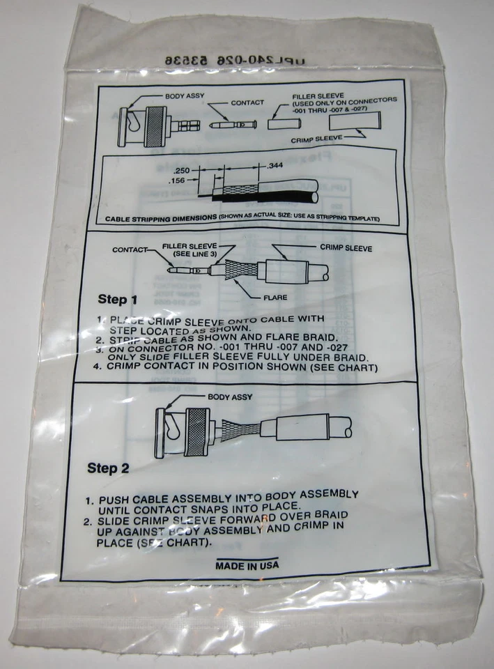 Full Crimp 75 Ohm Connector to Flexible Coaxial Cable - Trompeter UPL240-026 - Image 4 of 4