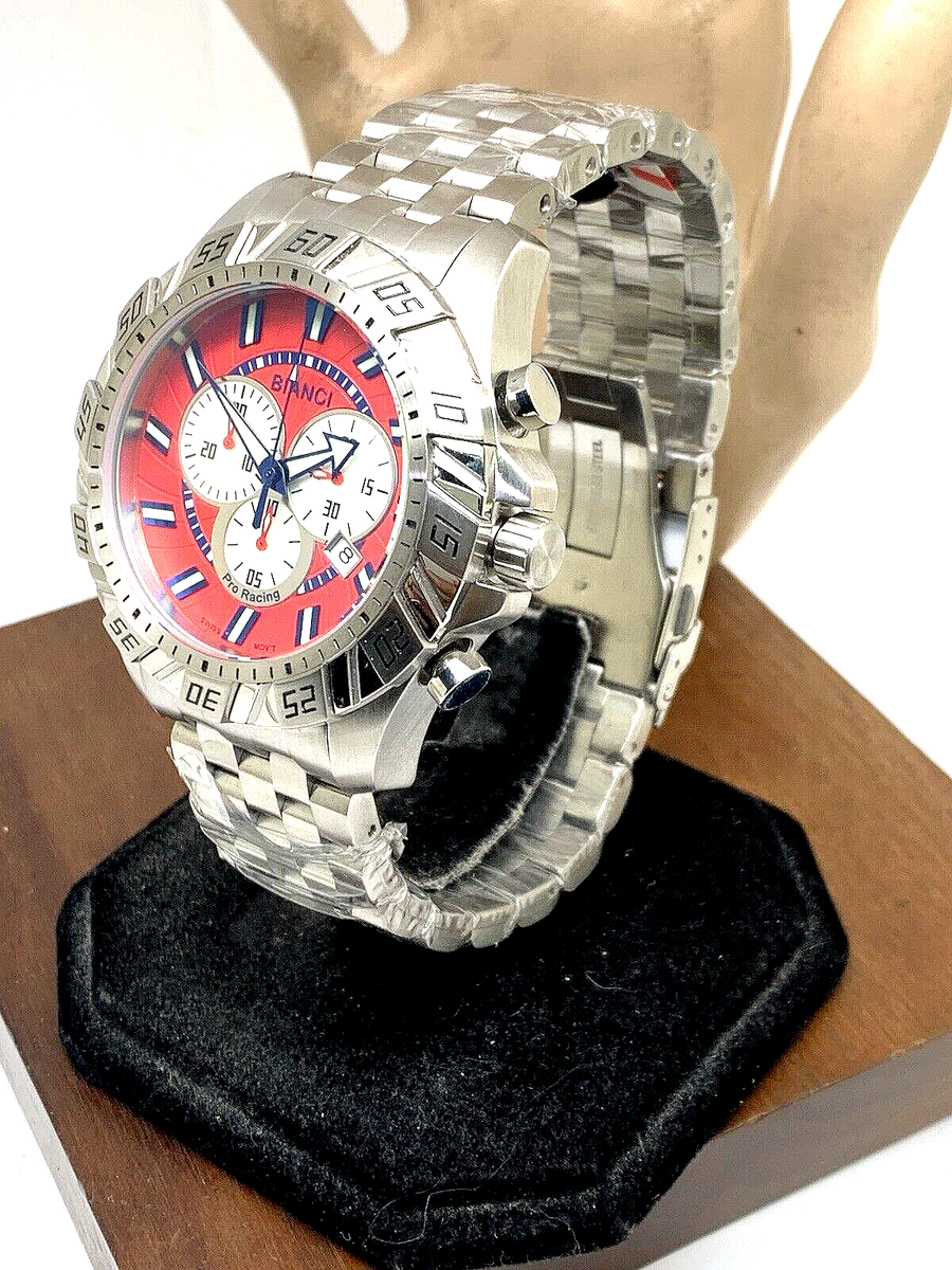 Roberto Bianci Men's Watch 7060M Red Dial Swiss Quartz Chronograph