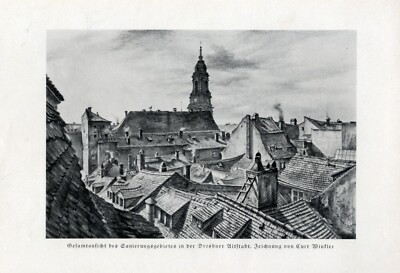 Altstadt Dresden Sanierungsgebiet Kunstdruck 1938 von Curt Winkler * in Nerchau
