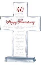 40Th Wedding Anniversary Cross Gifts for Parents, 40 Years of Marriage Glass Sta