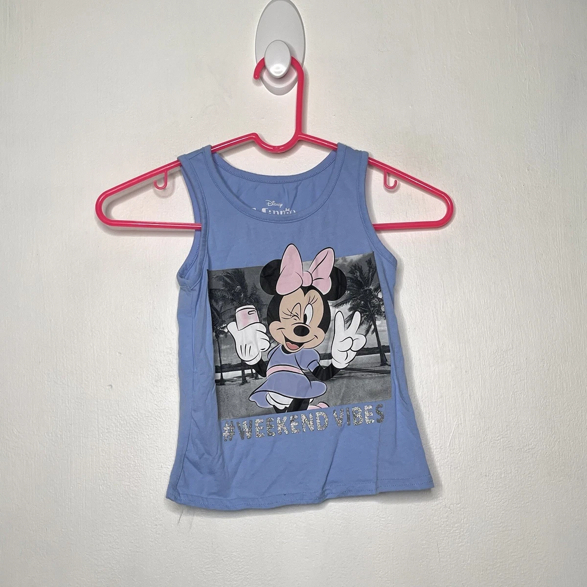 Disney Minnie Mouse Tank Top Girls Size XS 4 5 Purple Sparkle Weekend Vibes