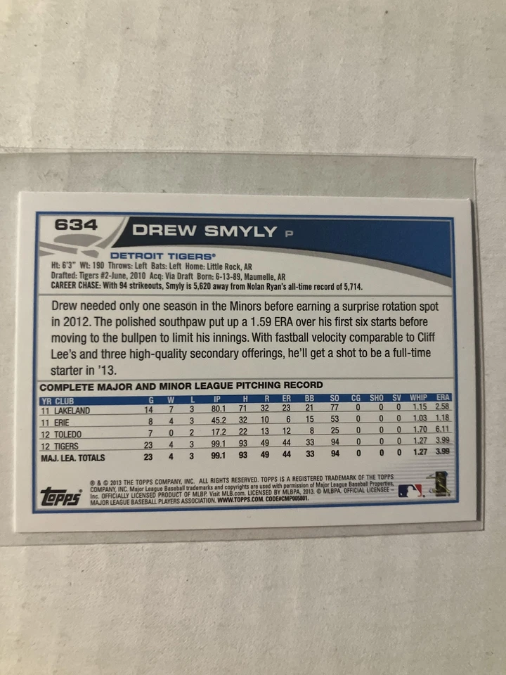 2013 Topps Mini #634 Drew Smyly - Image 2 of 2