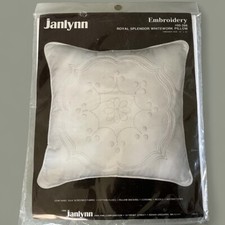 Vintage Embroidery Pillow Kit Janlynn 1987 Royal Splendor Whitework 16" NEW