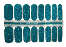Teal Sparkle Nail Polish Strips / Nail Wraps / Nail Stickers