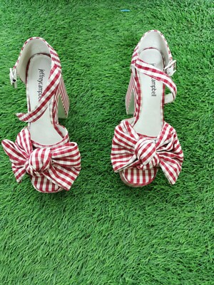 JEFFREY CAMPBELL DAMEN SANDALEN KEILABSATZ N 36 FARBE KARIERT CAROLINA 