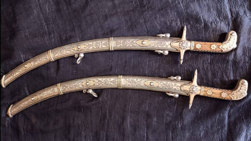 Vintage Moroccan Sword Islamic Handcrafted Blade Engraved Silver Berber Nimcha