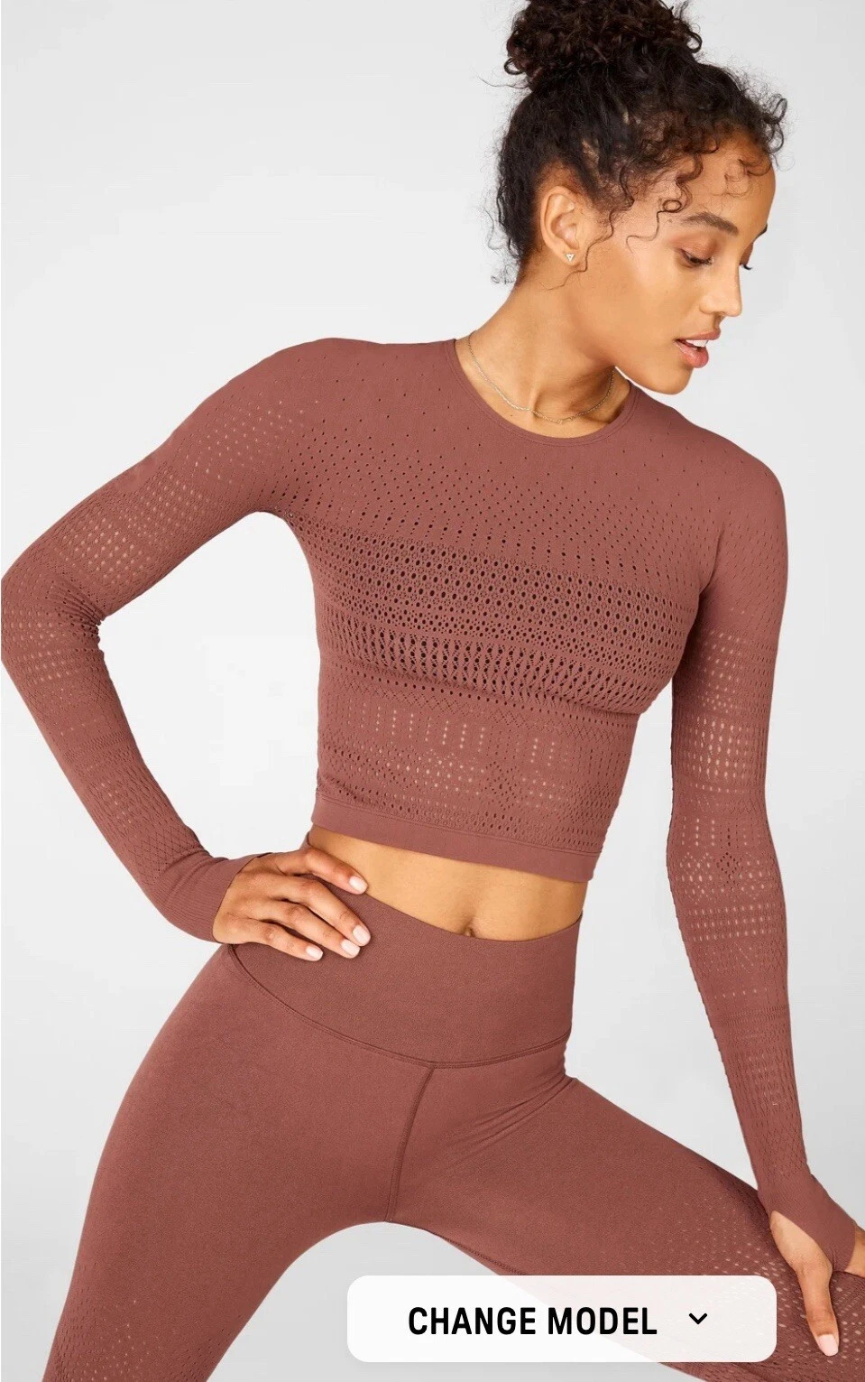 NWT Fabletics Briella Macrame Sculptknit® Long-Sleeve Seamless Top MEDIUM Gym