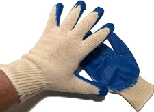 Wonder Glove Blue Palm Heavy Duty Latex Dipped White Stretch Knit Work Gloves