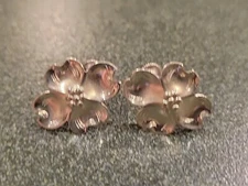 STUART NYE 925 Sterling Silver - Vintage Flower Non Pierce Earrings 