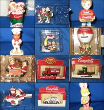 Vintage Campbells Soup Collectors Cars, Christmas Ornaments, Figurines FREE SHIP