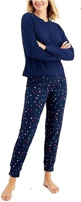 Jenni Long Sleeve Waffle Pajama Set - Navy Blue Top & Joggers For Women (Size X-Small) - View #8