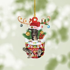 Personalized Greyhound Dog In Snow Pocket Christmas Ornament hanging decor
