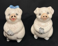 Cute Pigs In A Trough Salt & Pepper Shakers Ceramic Country Charm