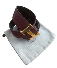 Hermes Gold Constance H Belt 90 Reversible Burgundy/Black Leather Strap