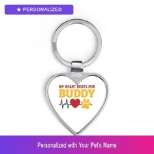 Custom Golden Retriever Paw Print Heartbeat Keychain Personalized Pet Name
