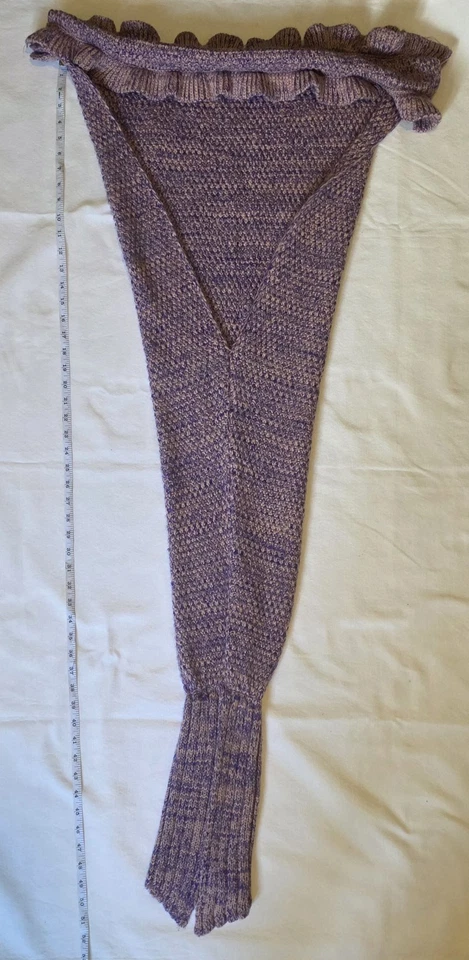 Kids Mermaid Tail Knitted Blanket Purple Approximately 50 Inches Long - Image 3 of 4