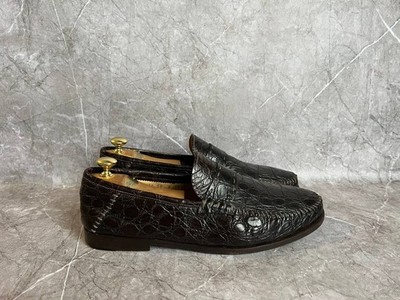 Santoni Mens Brown Crocodile Leather Loafers Sizi UK 11 US 12 EUR 45