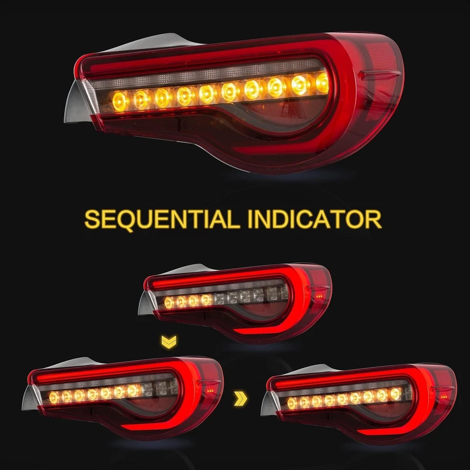 Для 2013-2020 Toyota 86 BRZ FR-S светодиодные задние фонари красный тонированный последовательный сигнал - Изображение 3 из 4