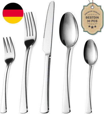 Bestdin Besteck Set 6 Personen, 30 Teilig Edelstahl Besteckset, Essbesteck Set M