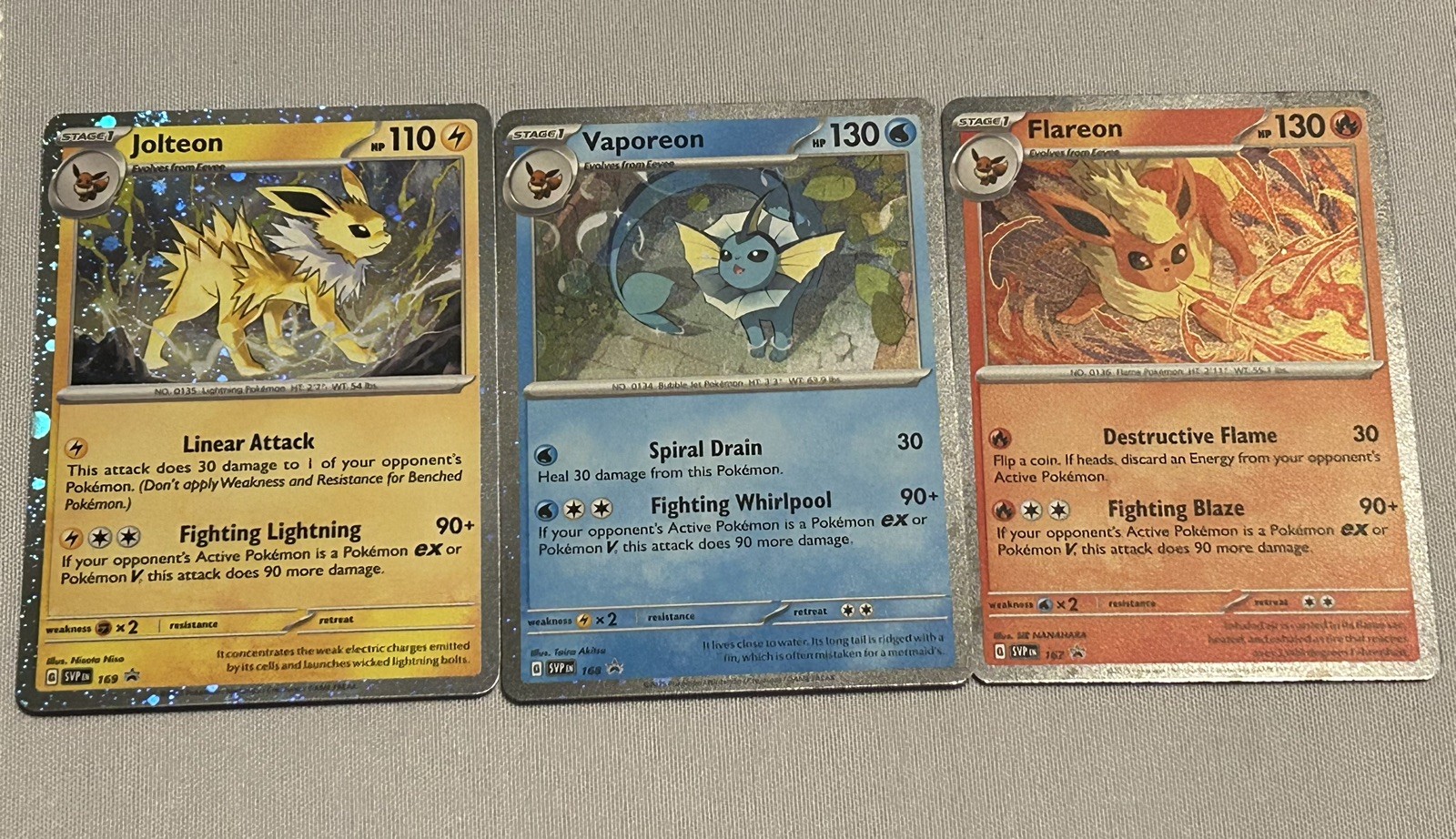 Pokemon TCG Black Star Promos Flareon Vaporeon Jolteon SVP 167 168 169