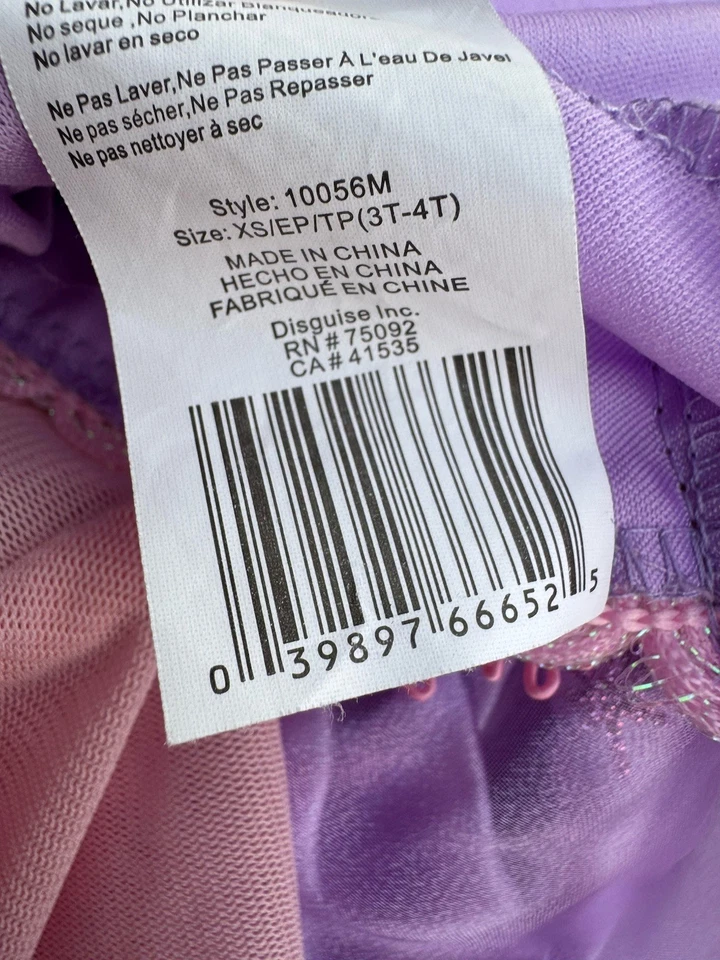 Disney Princess Rapunzel Tangled Deluxe Costume Disguise Size XS 3T 4T Sparkle - Image 4 of 4