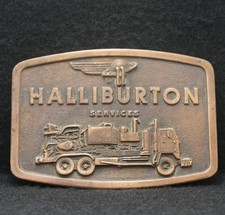 WD11145 VINTAGE 1976 ***HALLIBURTON SERVICES*** ENERGY ADVERTISEMENT BELT BUCKLE