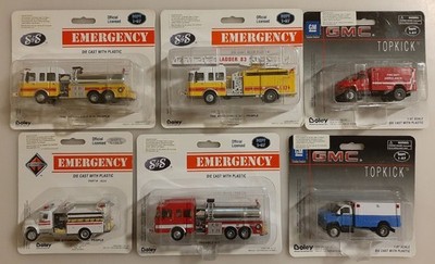 Lot of 6 Boley Fire Trucks Die Cast of Plastic 1:87 Emergency Feuerwehr H0 (B5)