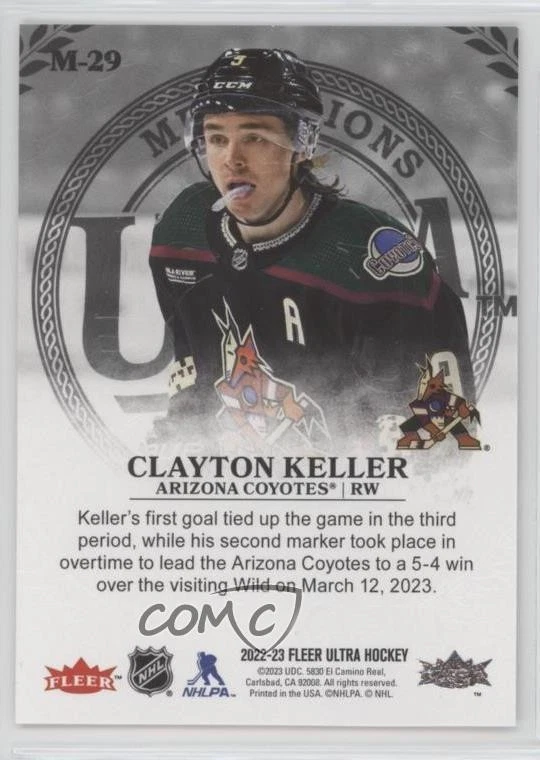 2022-23 Upper Deck Fleer Ultra Medallions Clayton Keller #M-29 - Image 2 of 2