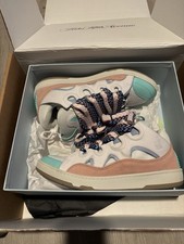 Lanvin Leather Curb Sneakers White Pink Size 47