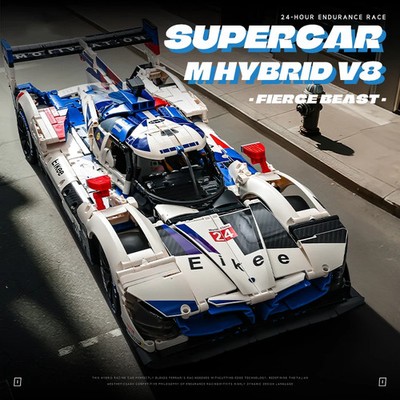 3507PCS MOC 1:8 Technical M HYBRID V8 Sports Car Building Blocks Speed Racing