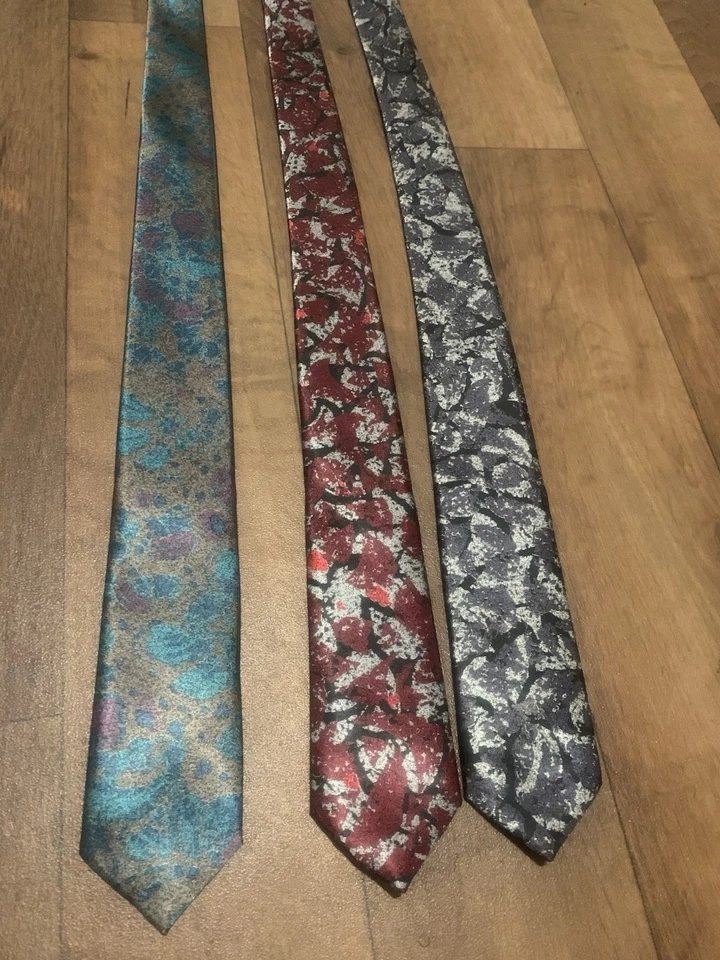 Pierre Cardin Lot Of 3 Skinny Ties Special Patterns - Image 2 of 4