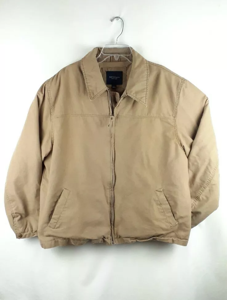 sonoma life style mens zip jacket xl tan beige 5 pockets good condition