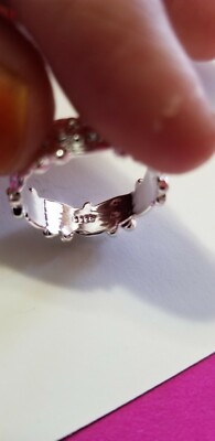 Daisy flower Blossom Machine Cut Sterling silver Ring 7&9