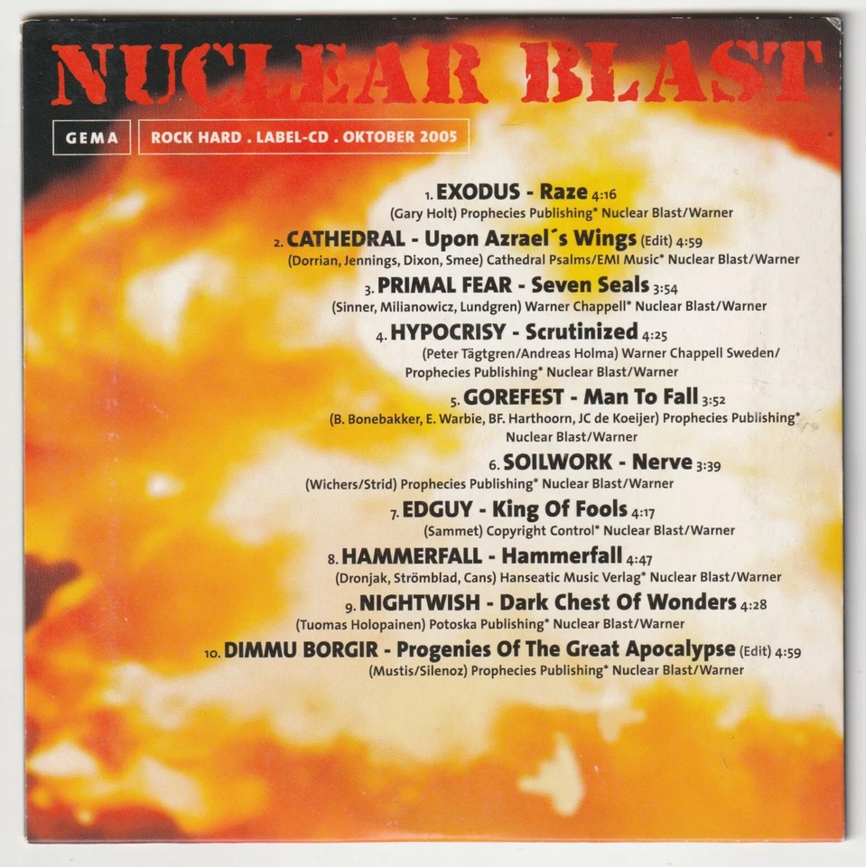 ✪ ROCK HARD NUCLEAR BLAST METAL-MAGAZIN CD-SAMPLER NEUW. TOP NM/VG+ - Bild 2 von 3