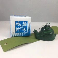 Japanese Furin Wind Chime Bell Nambu Cast Iron Iwachu Green Snail Made in Japan
