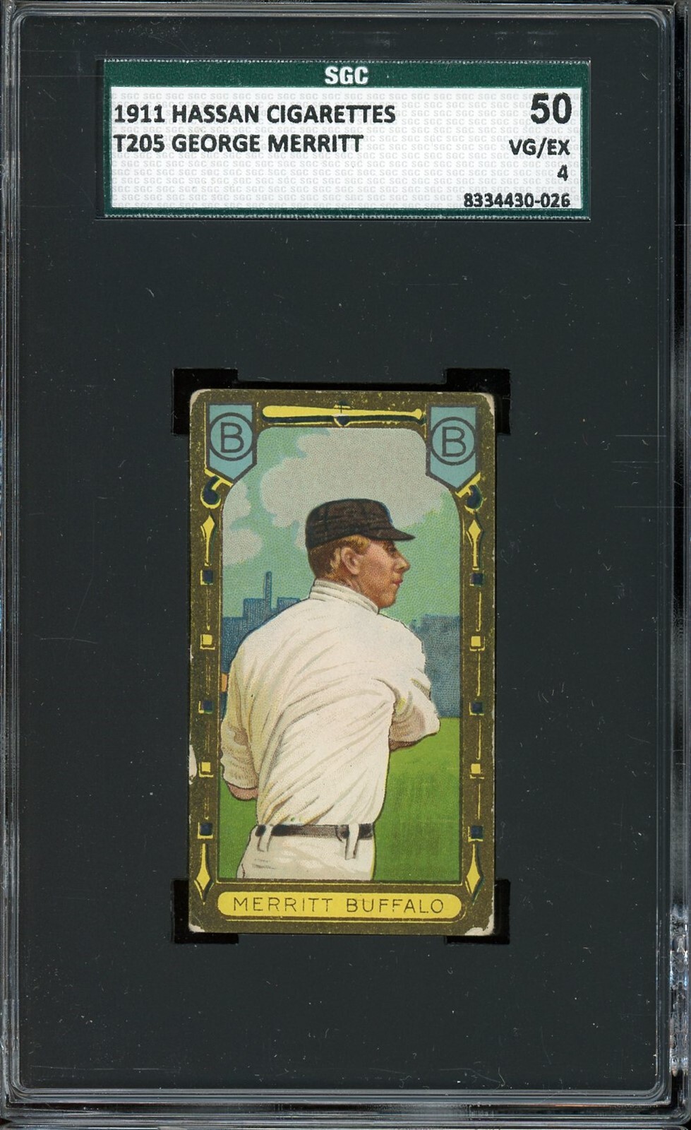 1911 T205 Gold Border Baseball George Merritt SGC 4