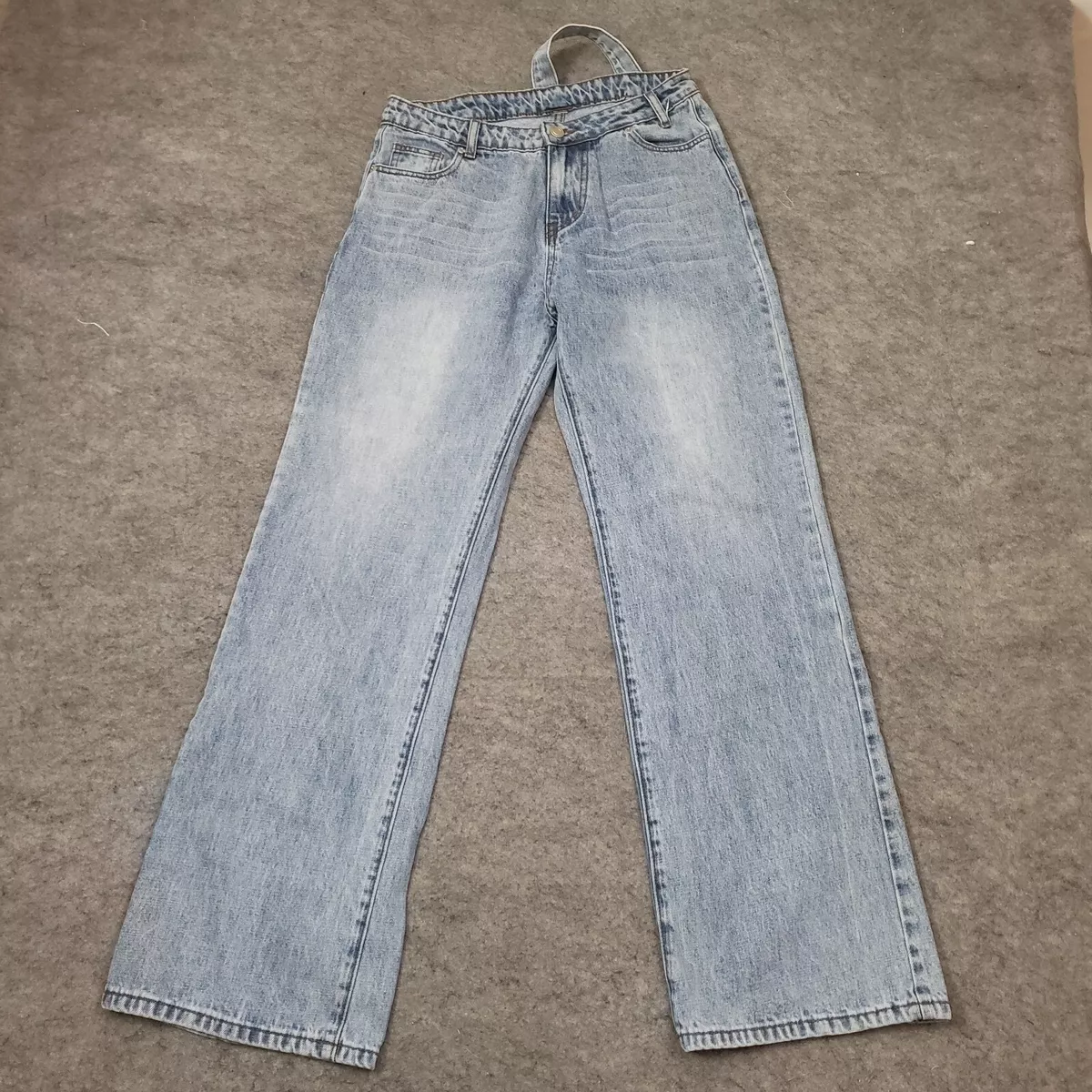 Peppermier Jeans Womens M Medium Blue Straight Low Rise Light Wash Pants Denim