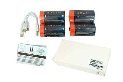 4x 1,5V 5800mWh Lithium-Ionen Akkus Batterien mit USB Typ-C Anschluss, D Size