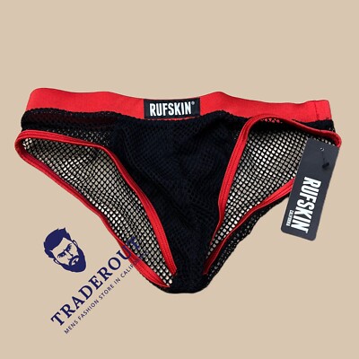 Rufskin Men Black red Amir 2.0 net Mesh brief underwear size S M