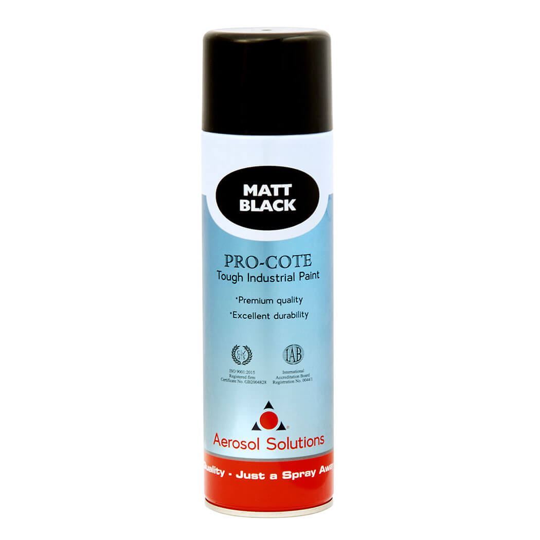 Pro-Cote Matt Black Spray Paint 6x500mL Tough Industrial Durable Quick Drying 3L - Image 2