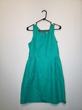 J Crew Womens 6 Pencil Mini Dress Turquoise Green Sleeveless Round Neck Cotton 