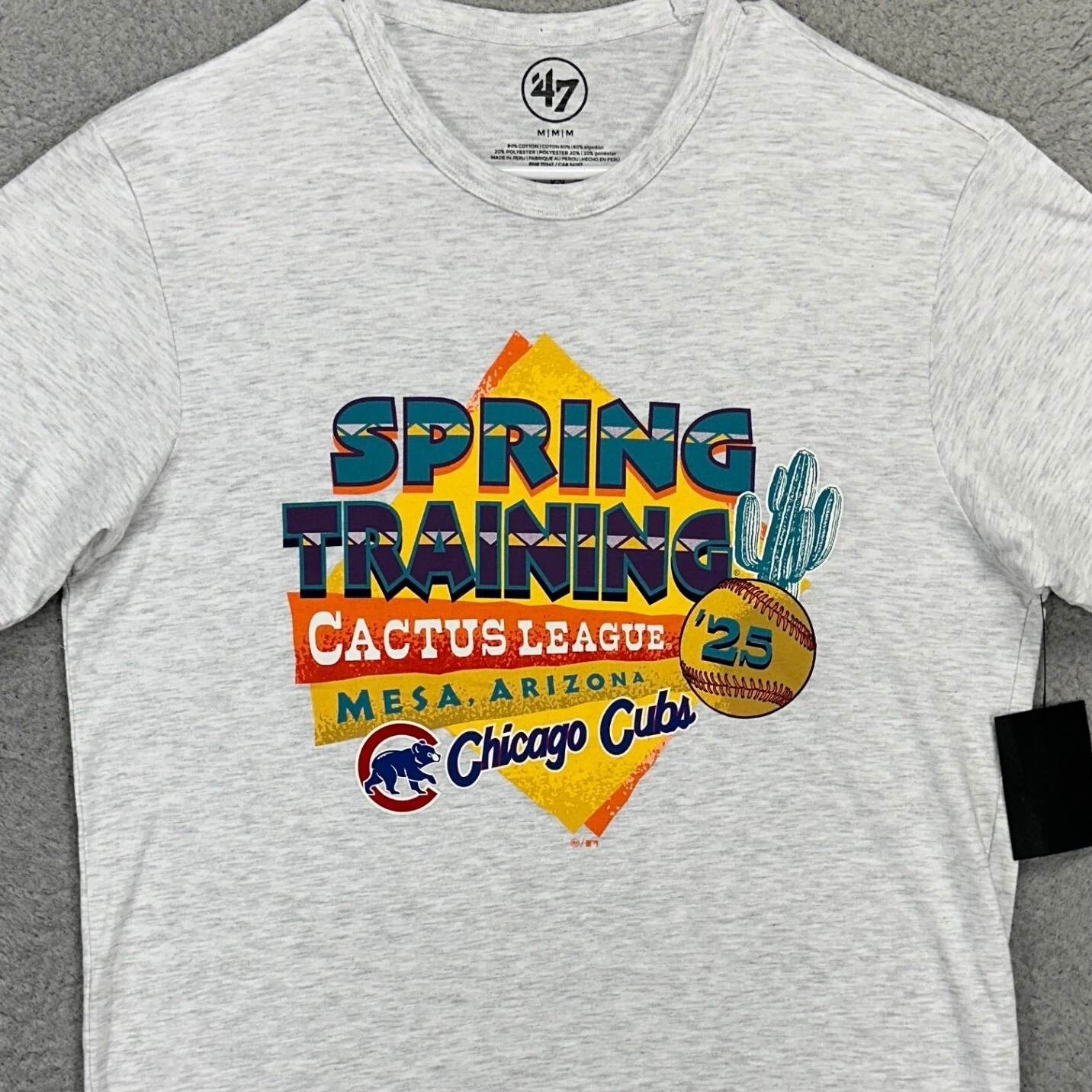 Chicago Cubs Men Spring Training T-Shirt Medium Gray Graphic Crewneck Tee 47 NEW
