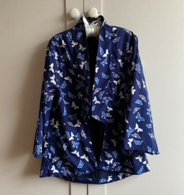 Yumi Girls Kimono Jacket, Age 11-12, Blue Butterflies JOHN LEWIS