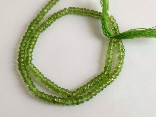 3.50 mm Natural Peridot Faceted Rondelle beads AAA Grade loose beads 13" Strands - Picture 1 of 7