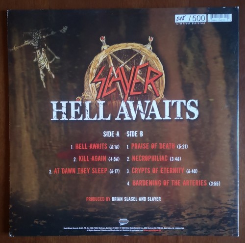 Lp SLAYER "hell awaits" 2004 Metal Blade Records limited editions 500 copie - Foto 2 di 5