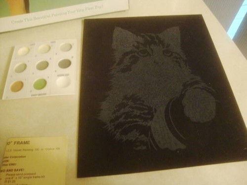 Vintage MCM PAINT BY NUMBER KITTY CAT VELVET Painting 10 x 8 Hobby Kit Unused! - Picture 3 of 6