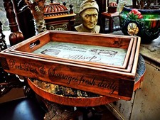 BEAUTIFUL WHOLESALE & RETAIL PORK BUTCHERS TRAYS, E.ALLSOP. SET OF 3!