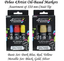 Pebeo 4Artist Oil Based Paint Markers, Assorted Set of 3X8 MM