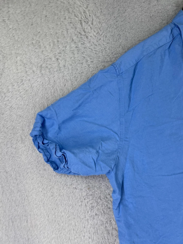 Camisa Cubavera Adulto 2XL XXL Azul Bordado Lino Mezcla Rayón Abotonada Foto 3 de 4