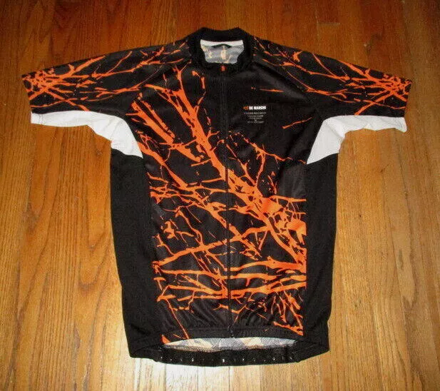 DE MARCHI Black & Orange S/S Full Zip Cycling Jersey Sz L NWOT Made in  Italy